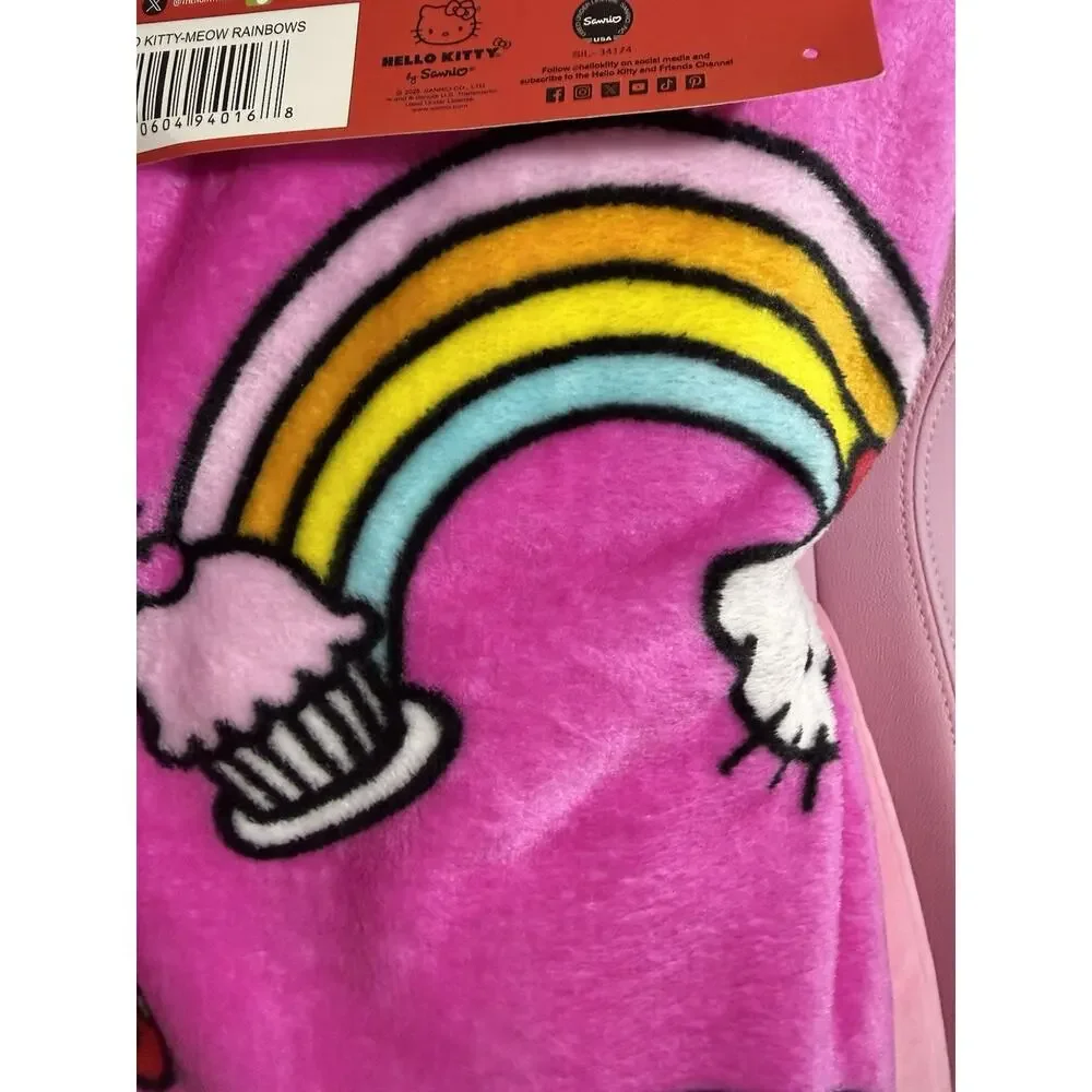 Hello Kitty Throw Blanket Silk Touch Pink Meow Rainbow Cupcake 2025 Sanrio